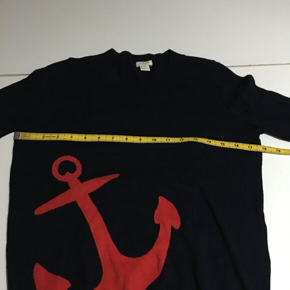 J Crew Womens Sweater Size Small Navy/ Black Red Anchor Nautical Cotton - Picture 6 of 8